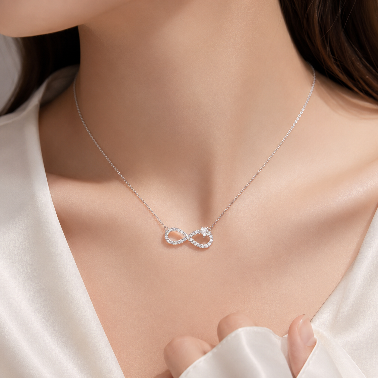 Infinity Spark Silver Necklace