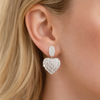 Luxury Heart Sparkle Silver Earrings