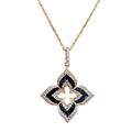 Black Floral Crystal Pendant Necklace