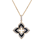 Black Floral Crystal Pendant Necklace