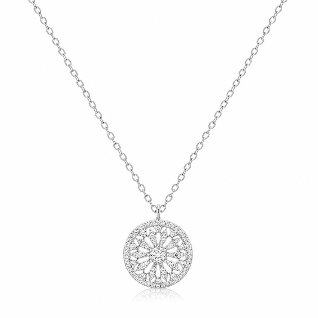 Celestial Halo Silver Necklace