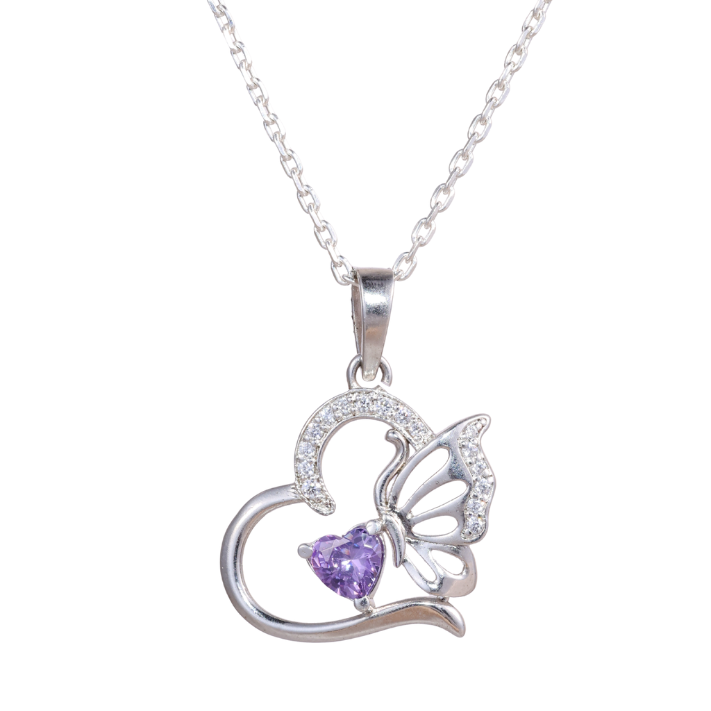 Butterfly Heart Pendant Chain