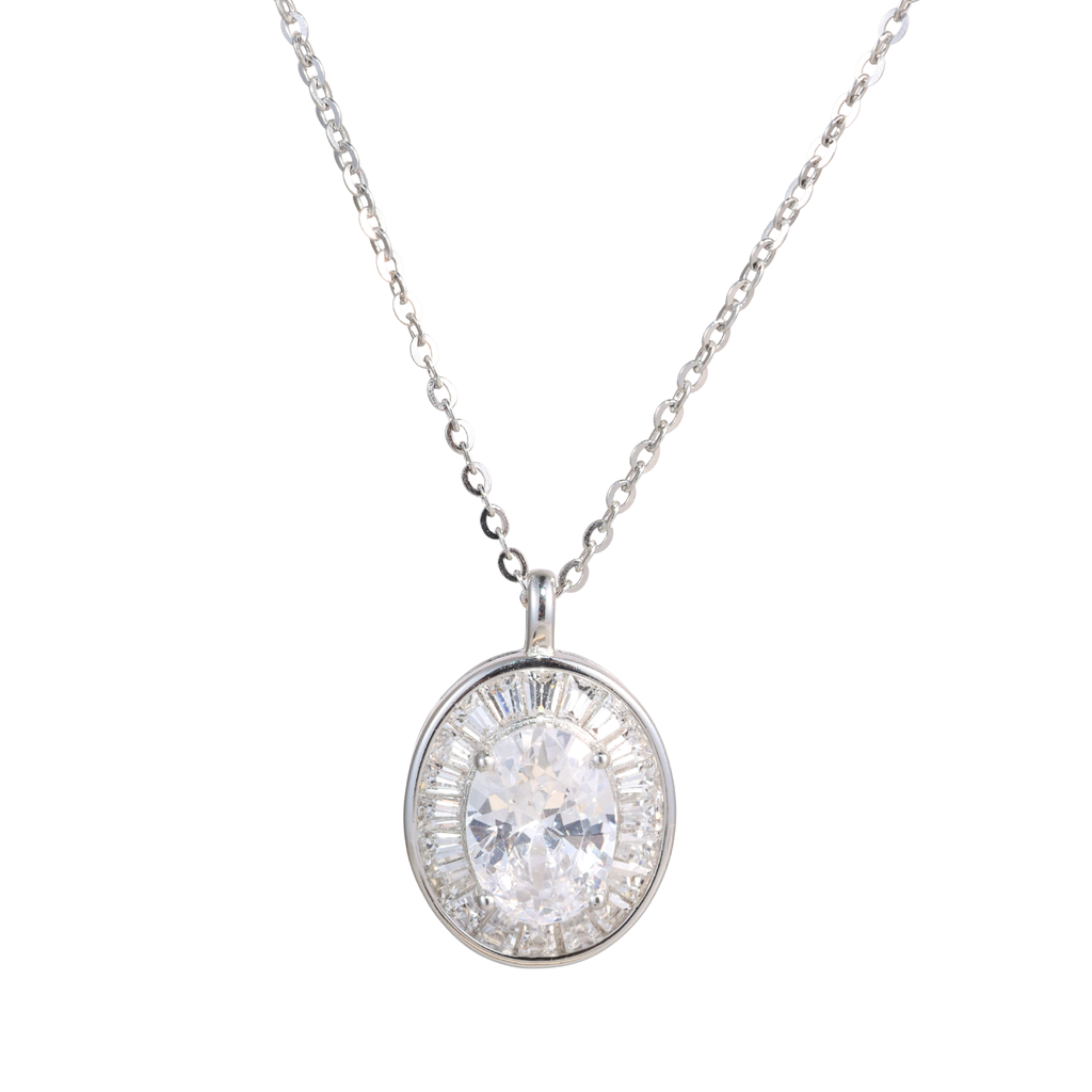 Oval Crystal Pendant Chain