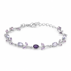Crystal Bloom Floral Silver Bracelet