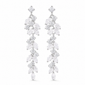 Elegant Leaf Crystal Silver Drop Earrings