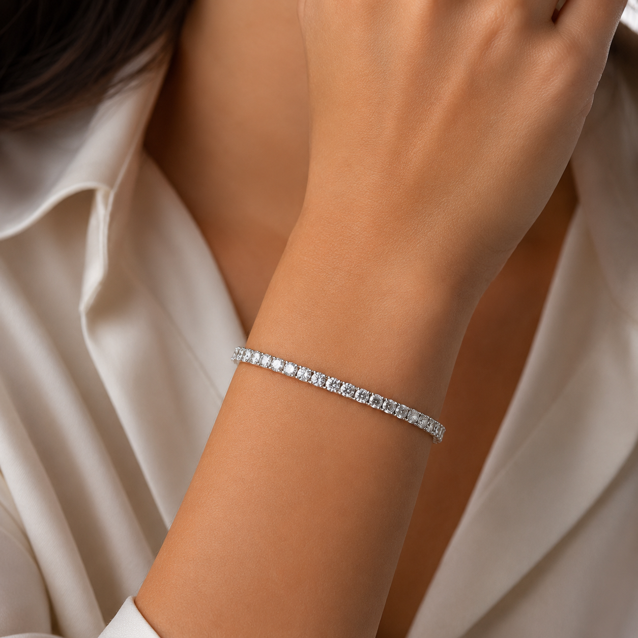 Eternal Sparkle Silver Tennis Bracelet
