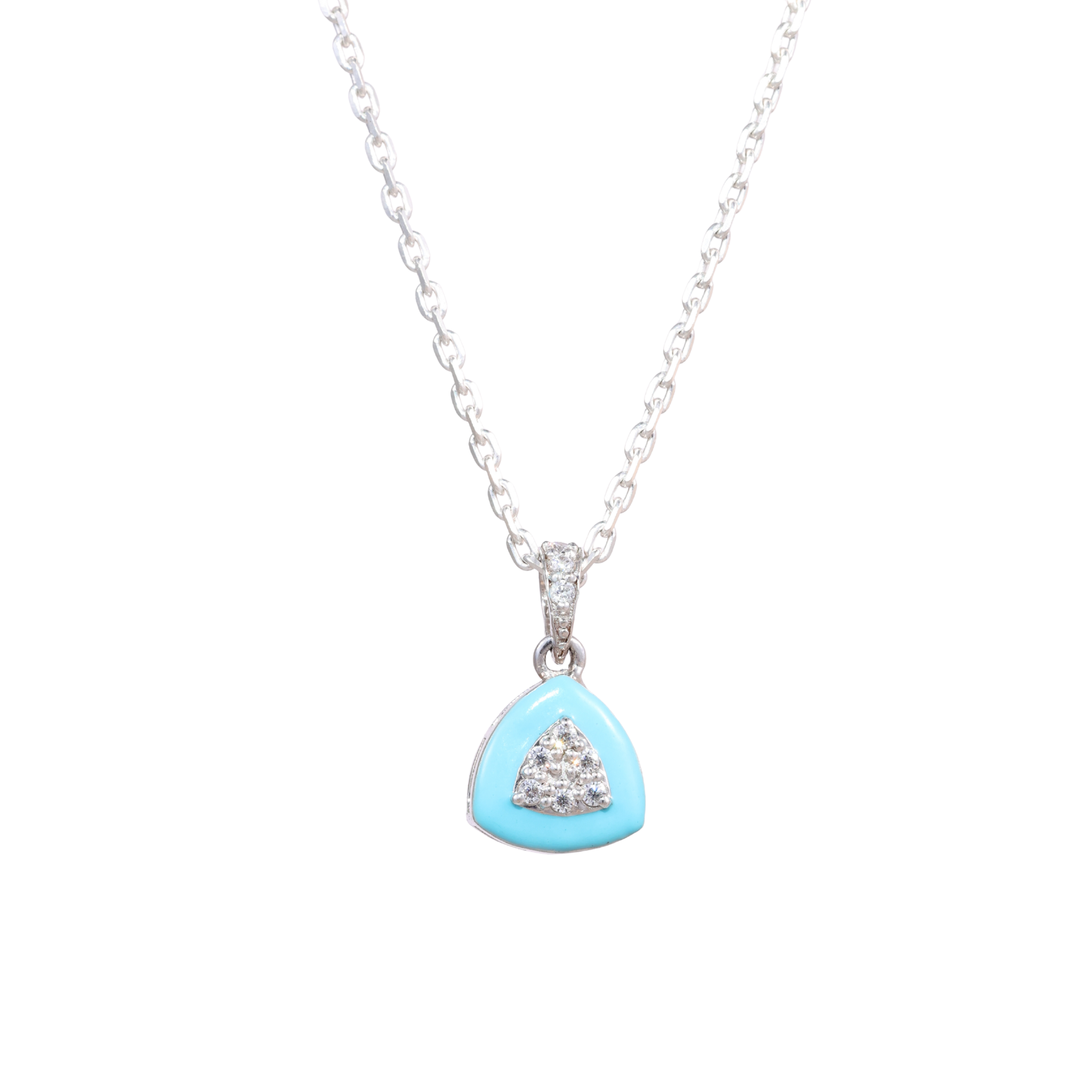Sky Blue Triangle Charm Pendant