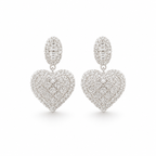 Luxury Heart Sparkle Silver Earrings