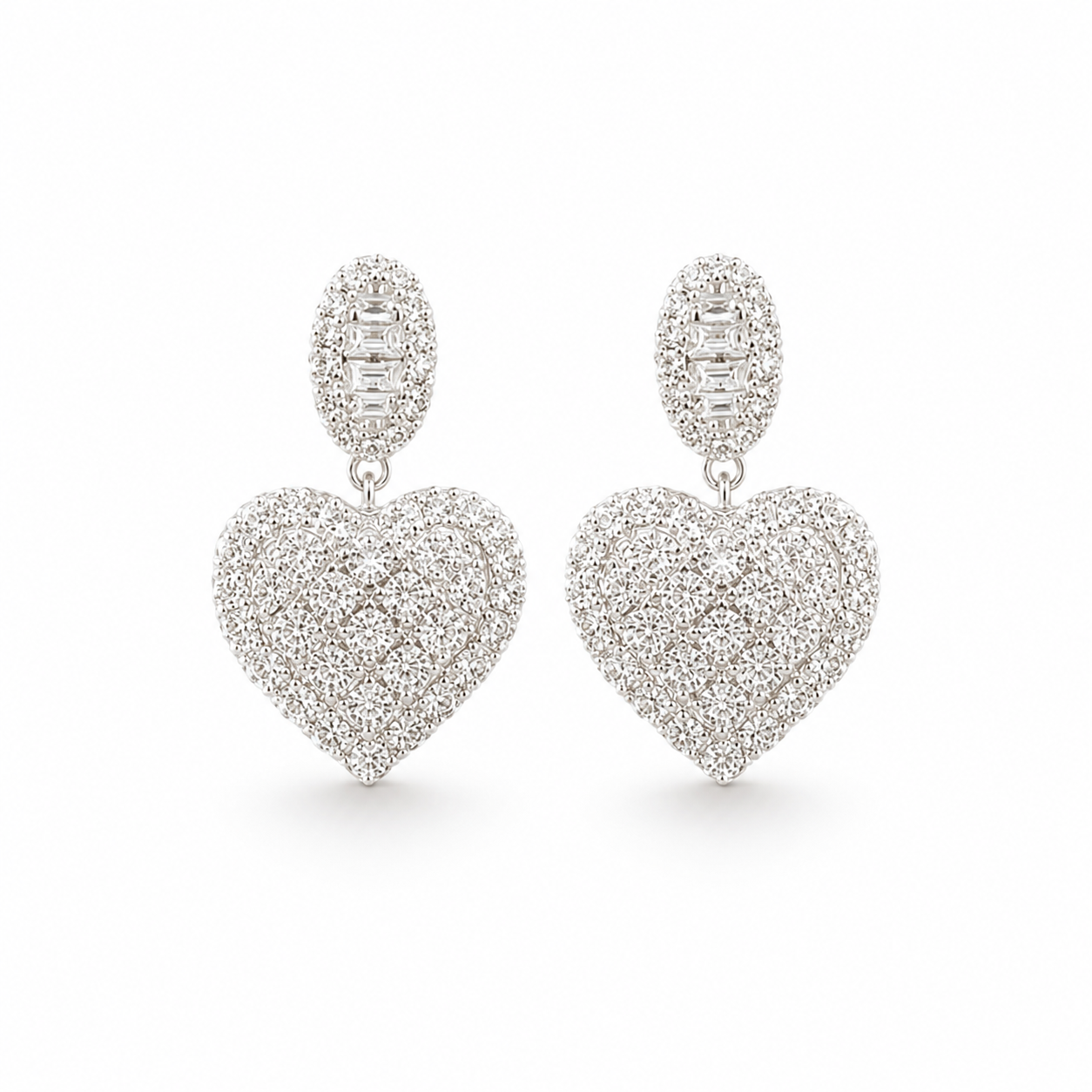 Luxury Heart Sparkle Silver Earrings