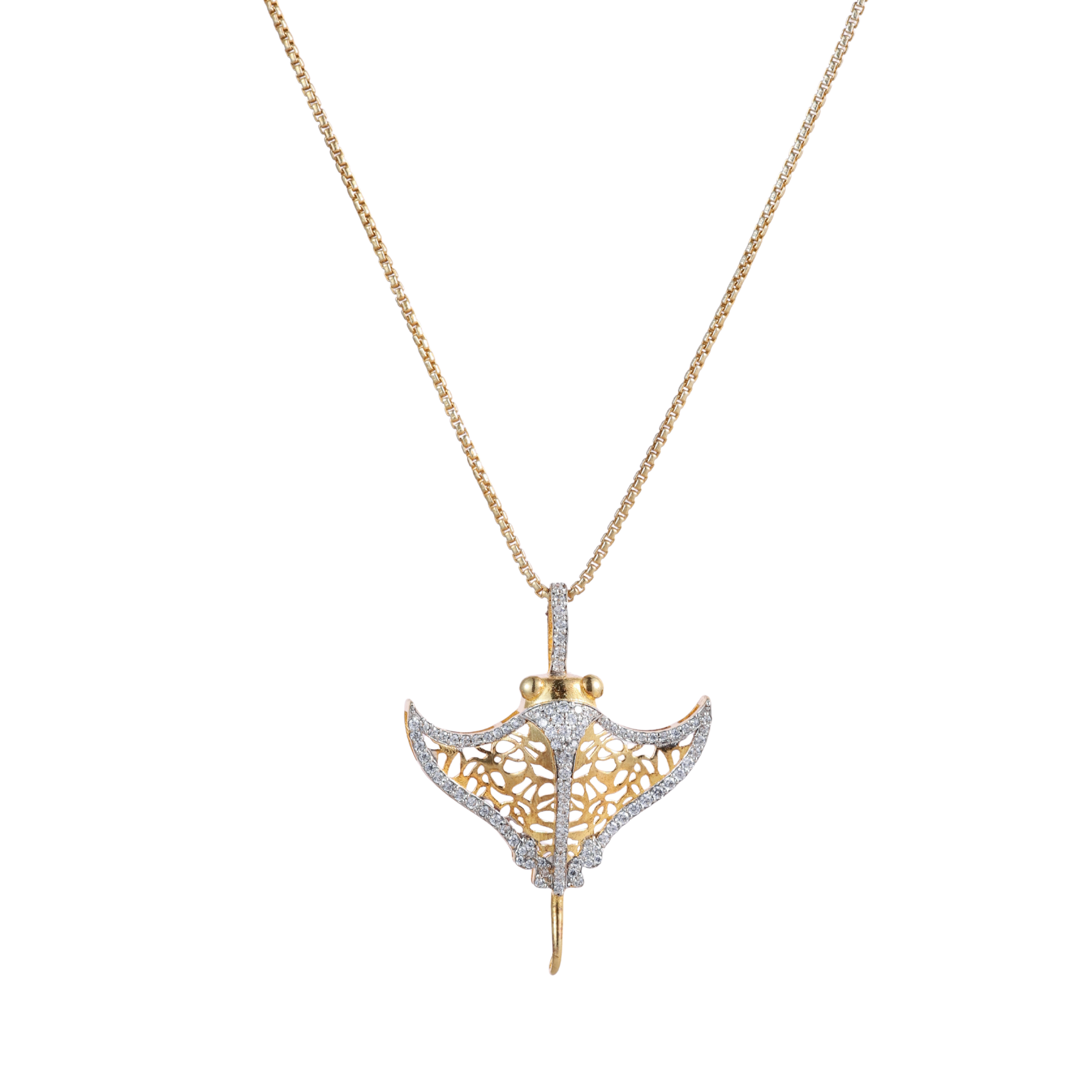 Golden Manta Pendant Necklace