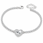 Luxury Heart Charm Silver Bracelet