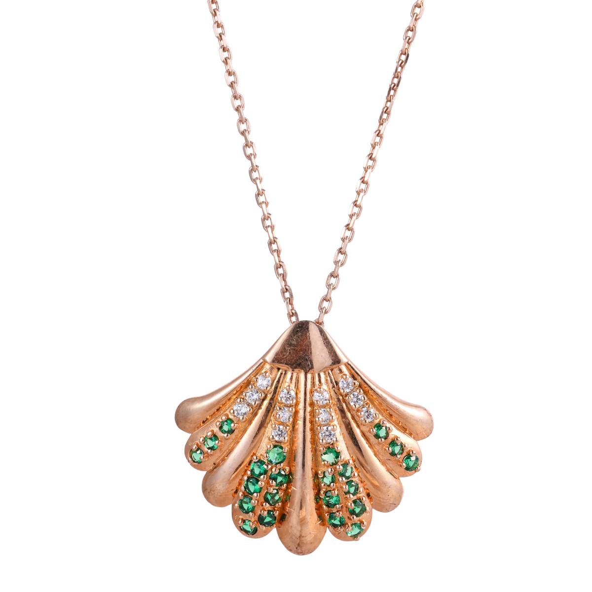Elegant Green Crystal Shell Pendant