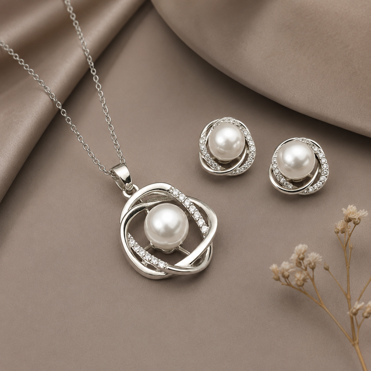 Elegant Pearl Pendant Set