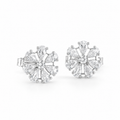 Floral Bloom Diamond Look Silver Earrings