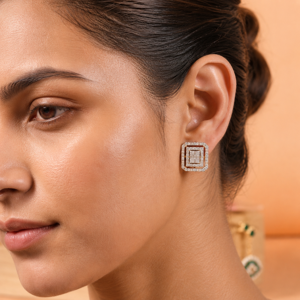 Regal Radiance Geometric Earrings