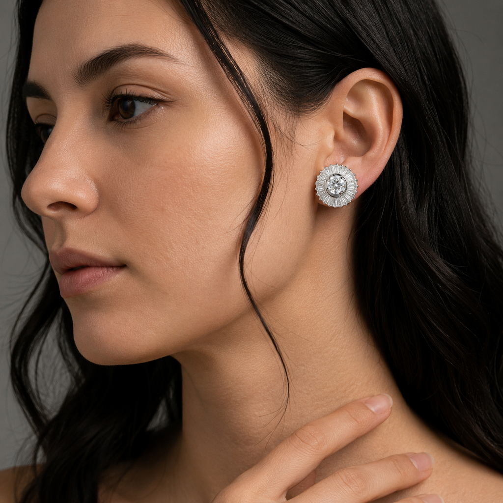 Celestial Halo Crystal Stud Earrings
