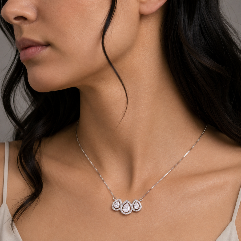 Elegant Triple Teardrop Pendant Chain