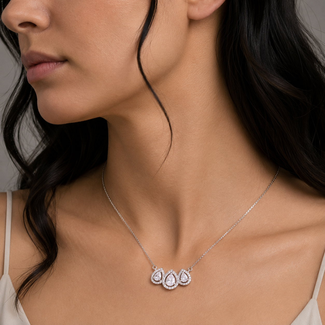 Elegant Triple Teardrop Pendant Chain