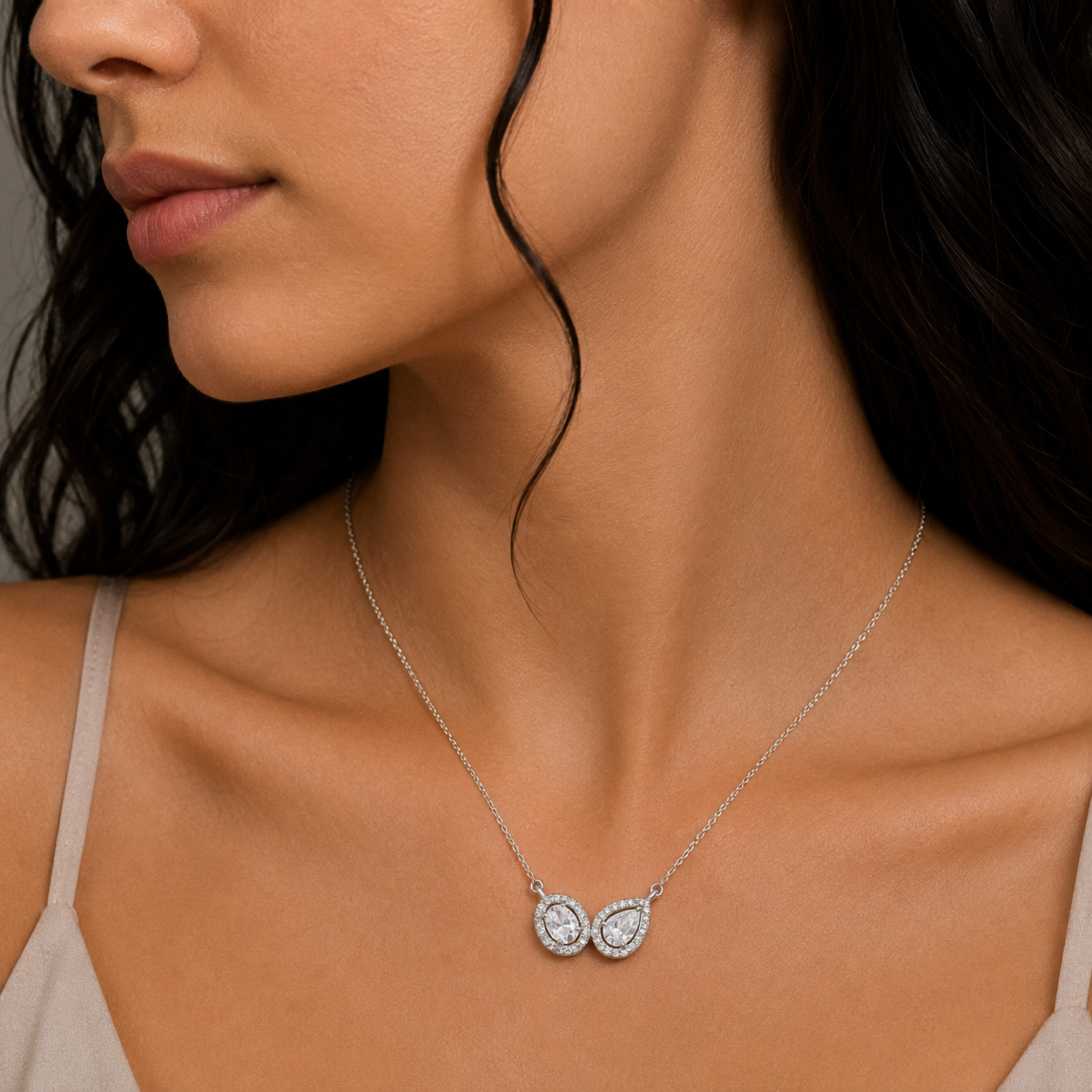 Elegant Dual Stone Pendant Chain