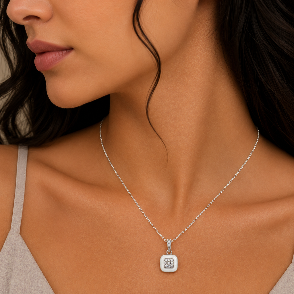 Square Crystal Pendant Chain