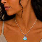 Sky Blue Triangle Charm Pendant