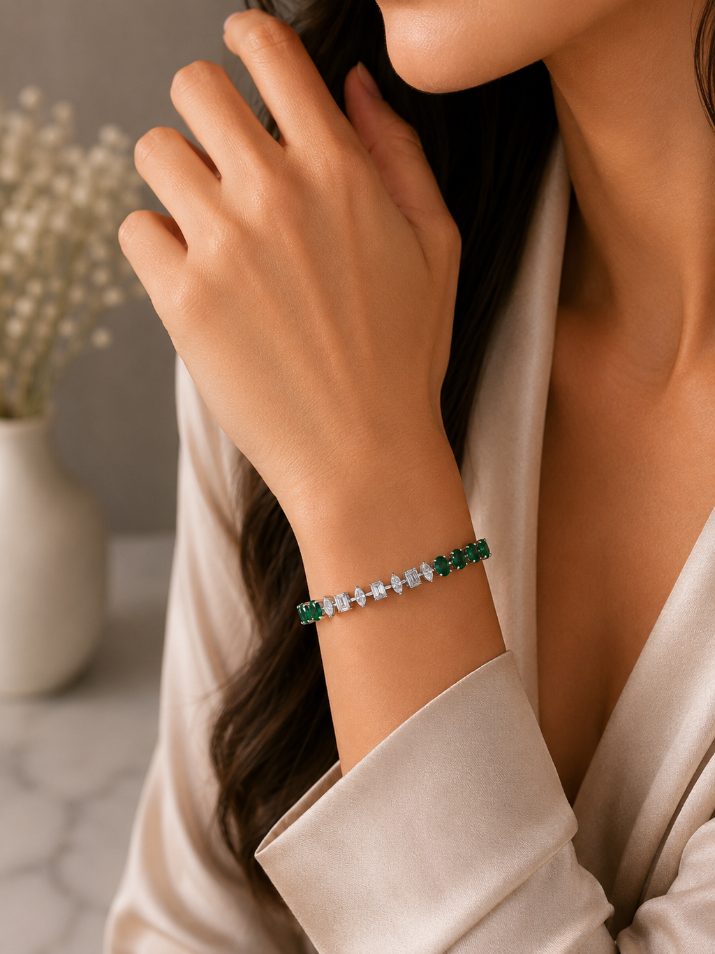 Emerald Green & Crystal Luxe Bracelet