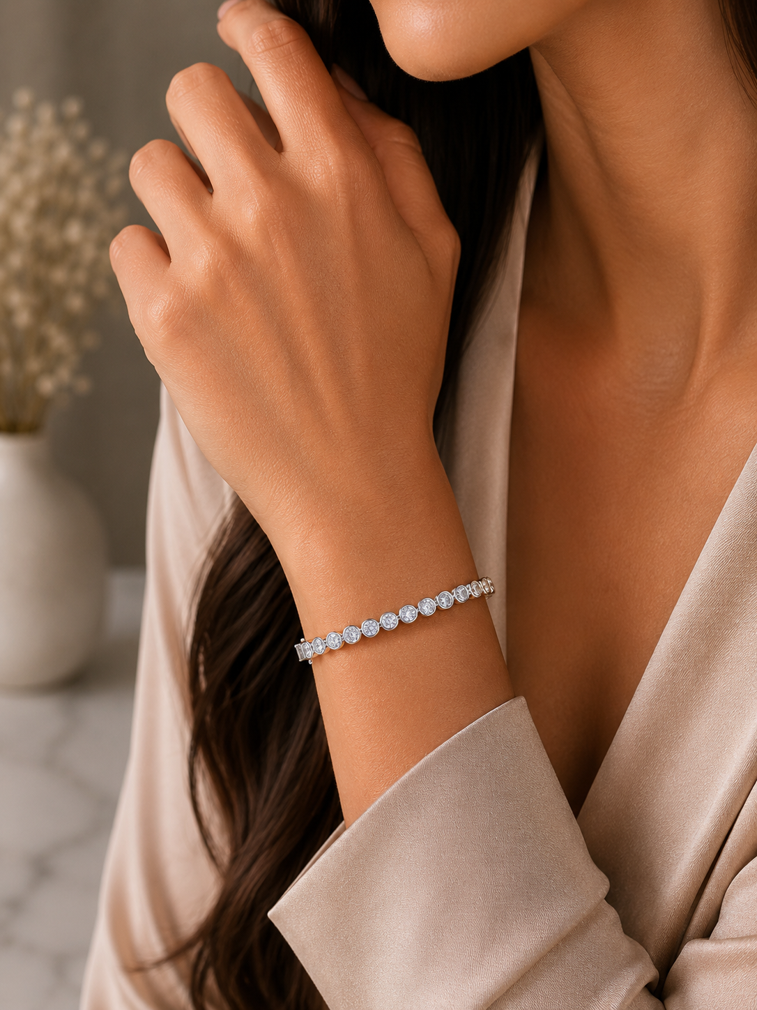 Classic Round-Cut Crystal Tennis Bracelet