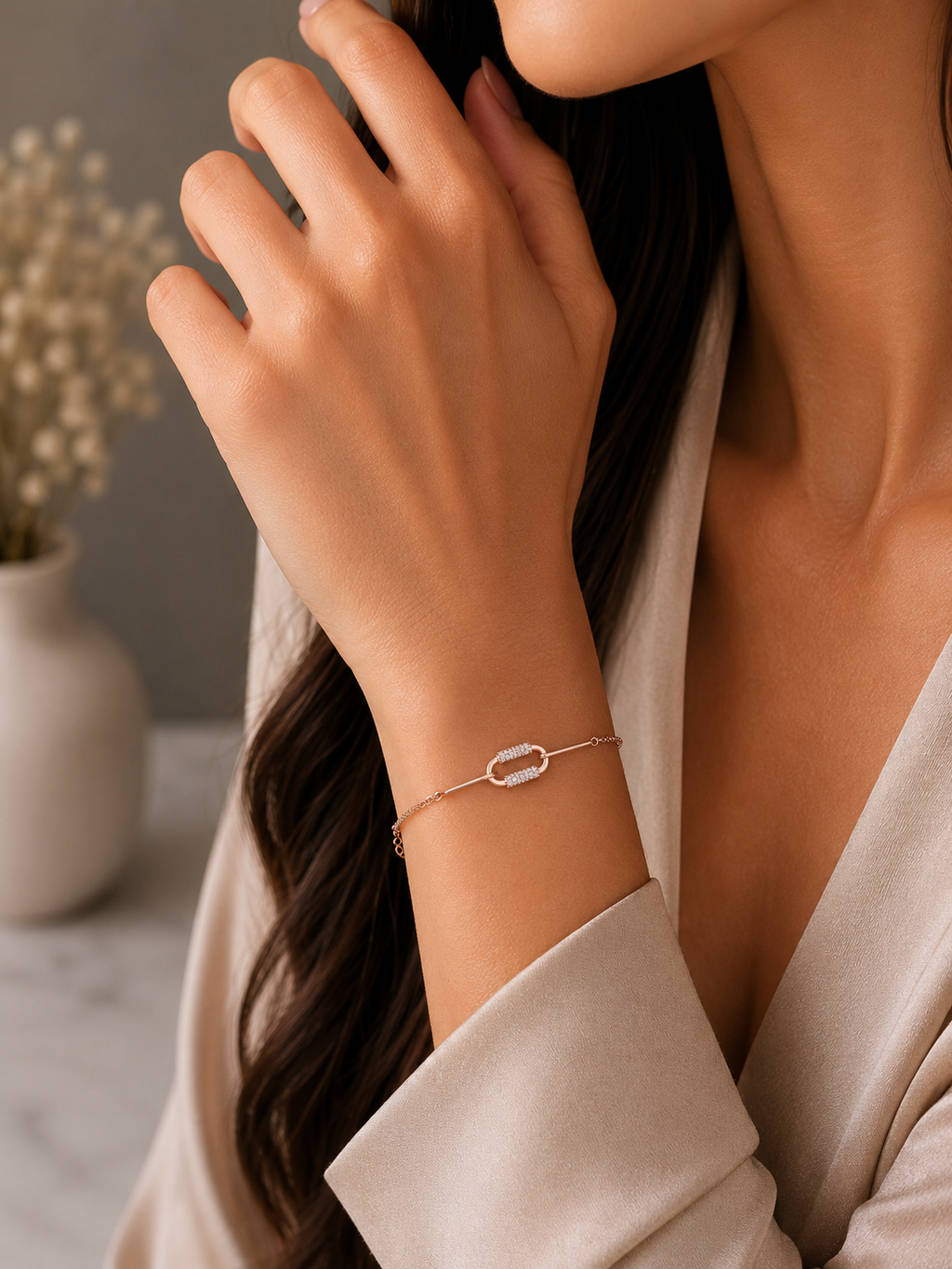 Rose Gold Crystal Link Bracelet