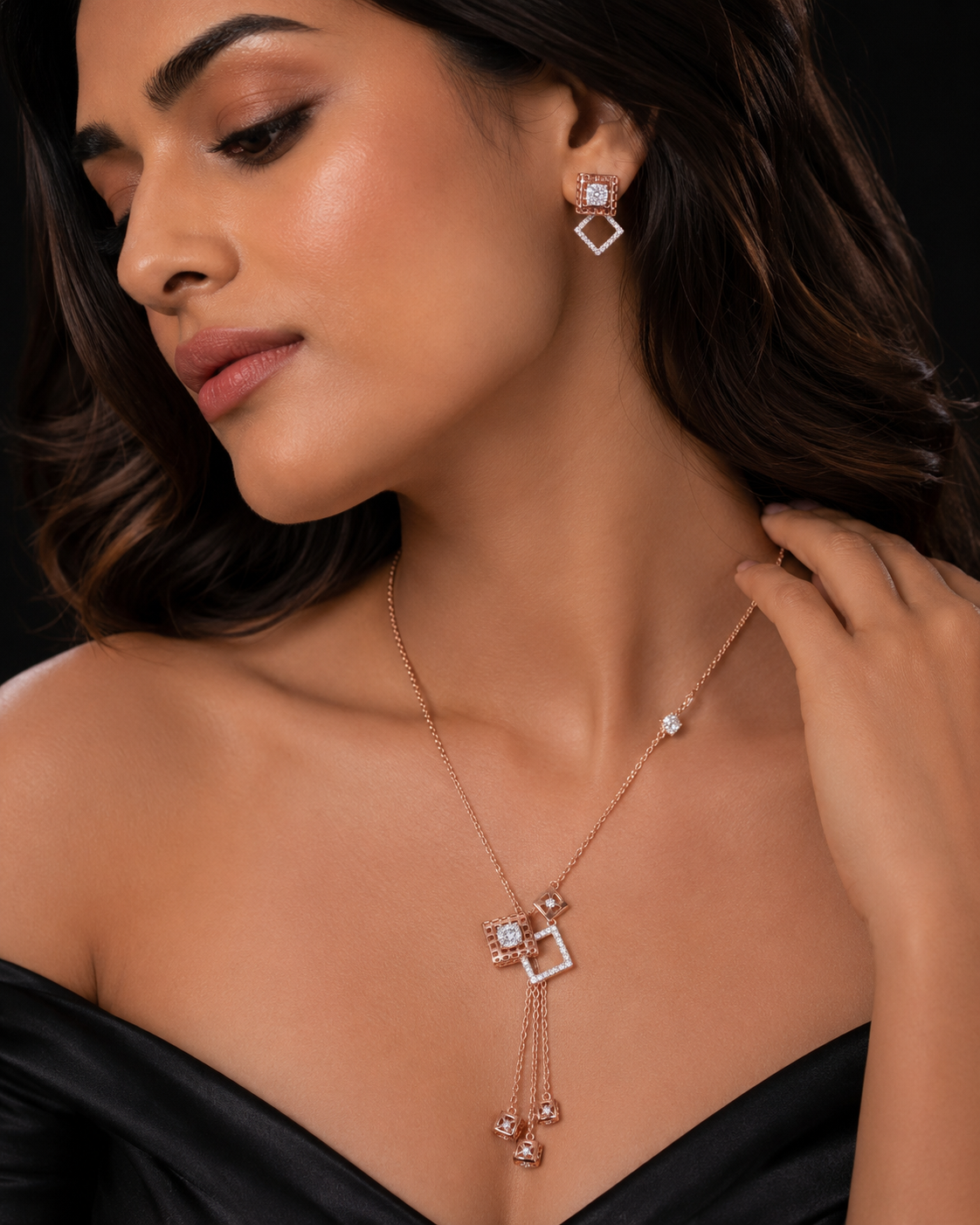 Rose Gold Geometric Luxe Pendant Set