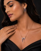 Rose Gold Blue Enamel Link Pendant Set