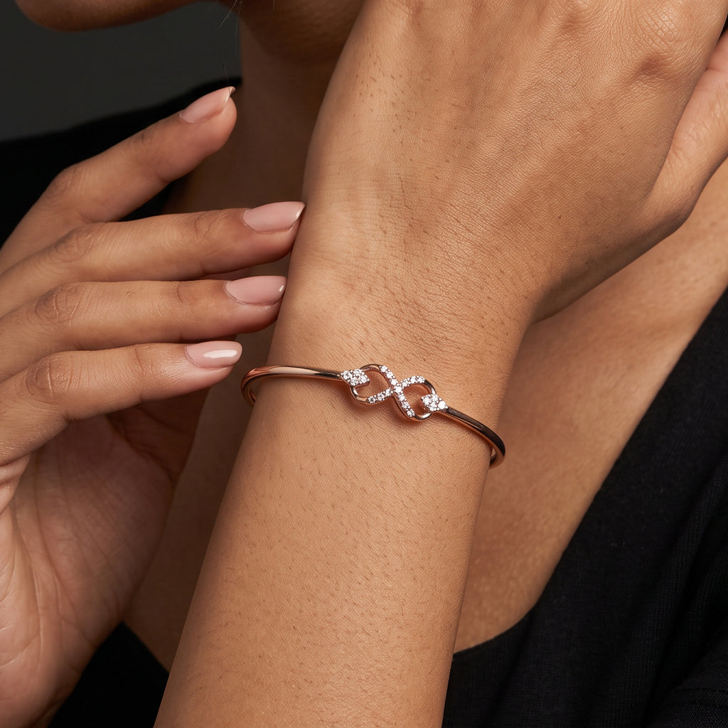 Rose Gold Infinity Knot Crystal Kada