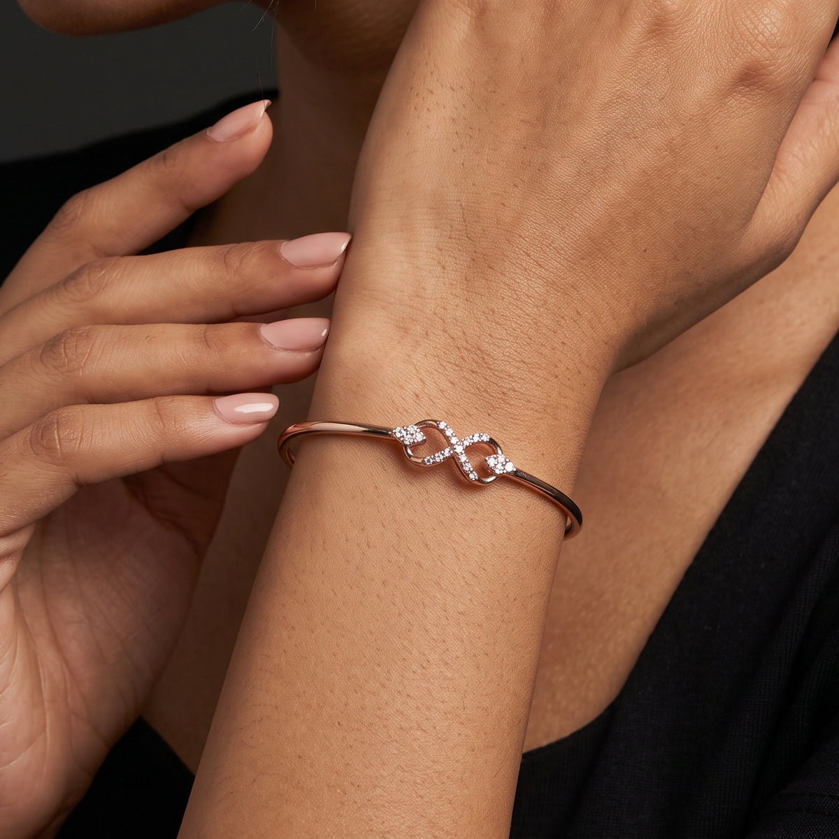 Rose Gold Infinity Knot Crystal Kada
