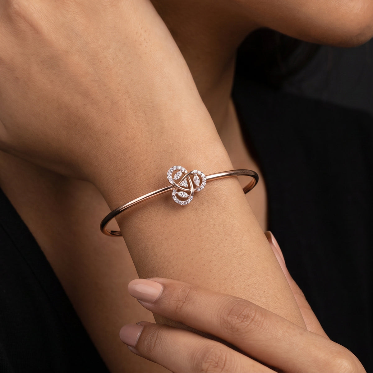 Rose Gold Triple Loop Crystal Kada