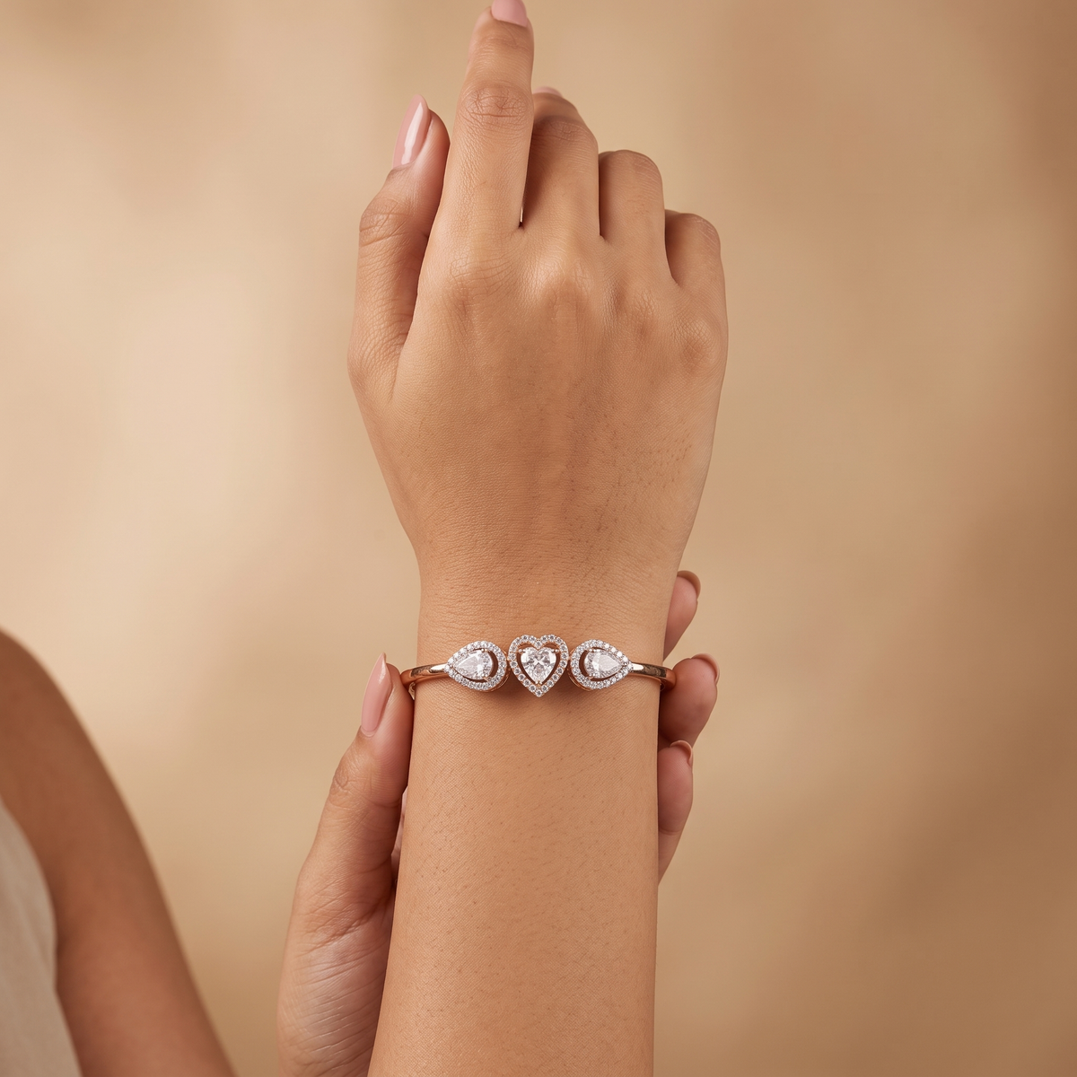 Gold Triple Teardrop Crystal Kada
