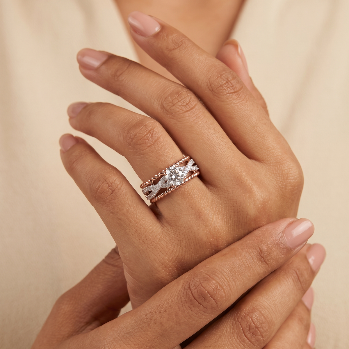 Rose Gold Luxe Solitaire Crystal Ring