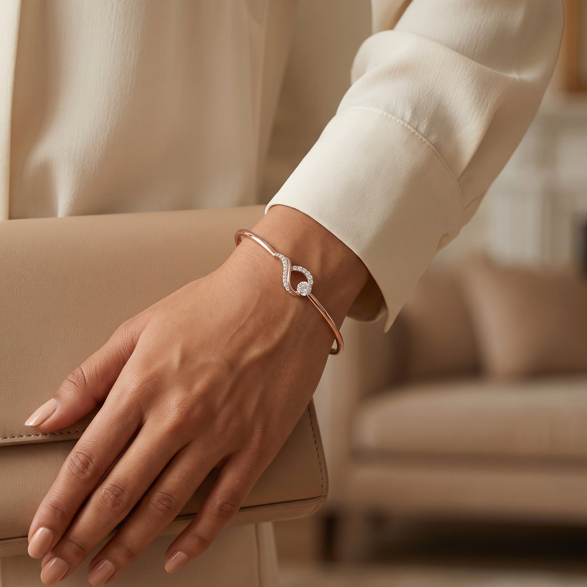Rose Gold Infinity Crystal Kada