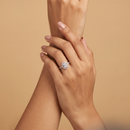 Silver Oval Halo Crystal Ring