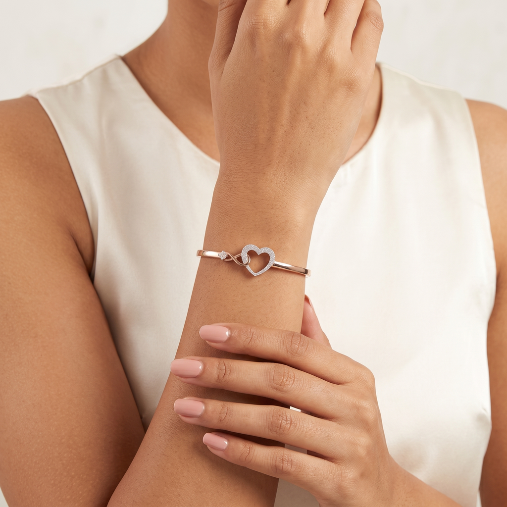 Rose Gold Infinity Heart Crystal Kada
