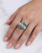 Emerald Leaf Designer Ring