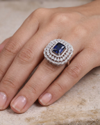 Royal Blue Halo Statement Ring