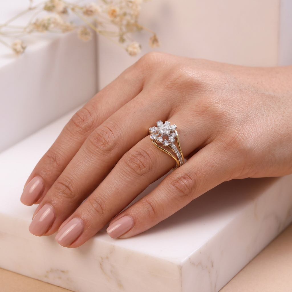 Elegant Floral Diamond Ring