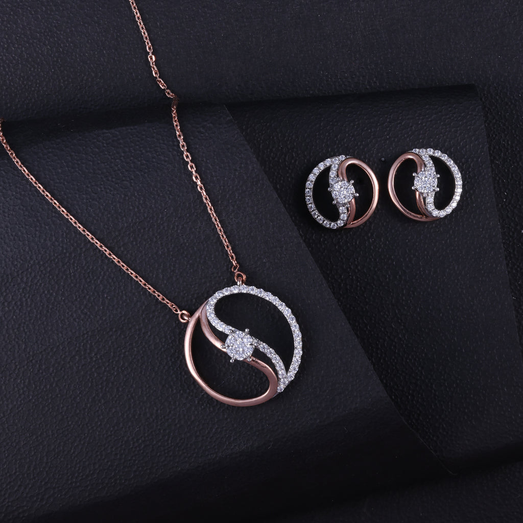 Rose Gold Infinity Loop Pendant Set