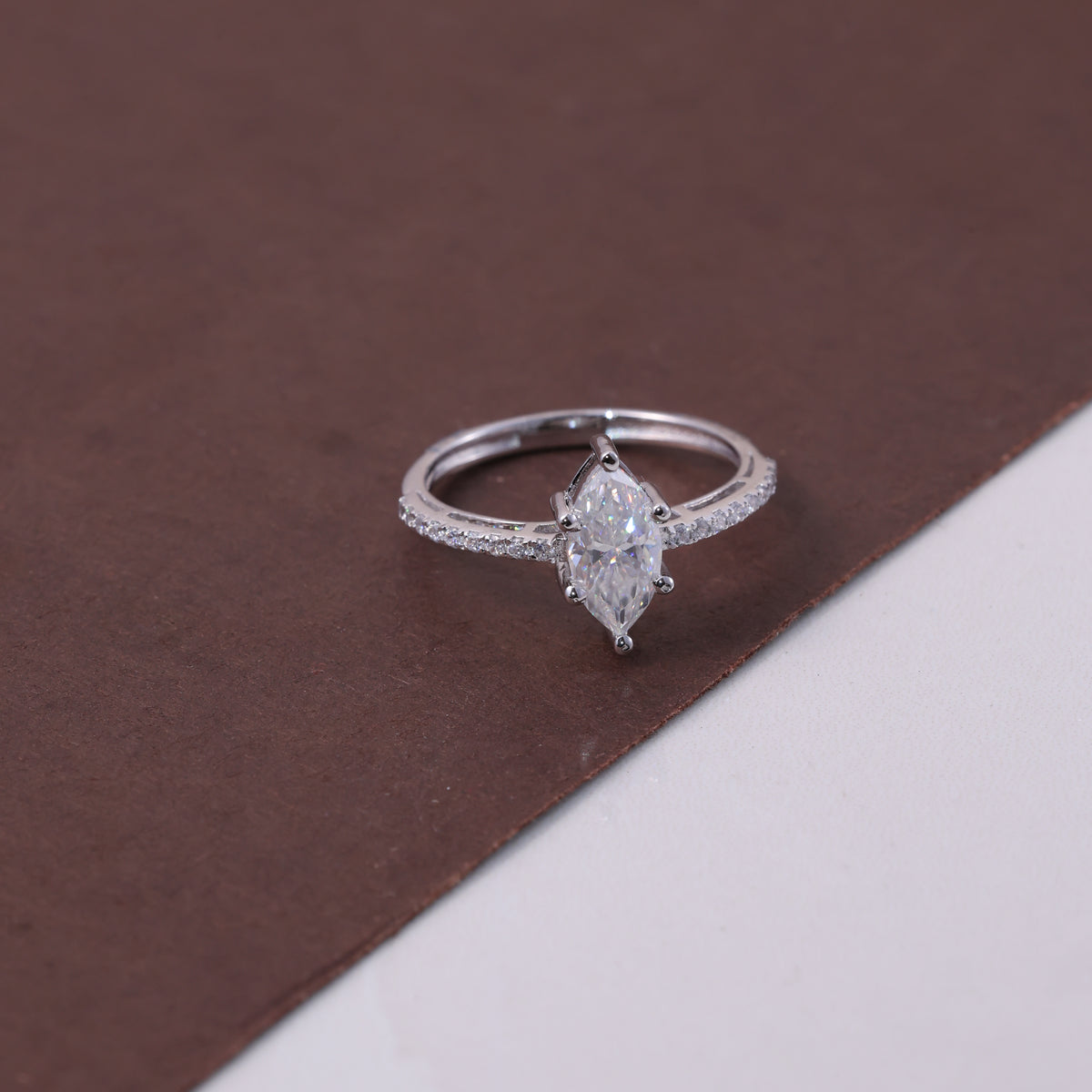 Marquise Crystal Solitaire Ring