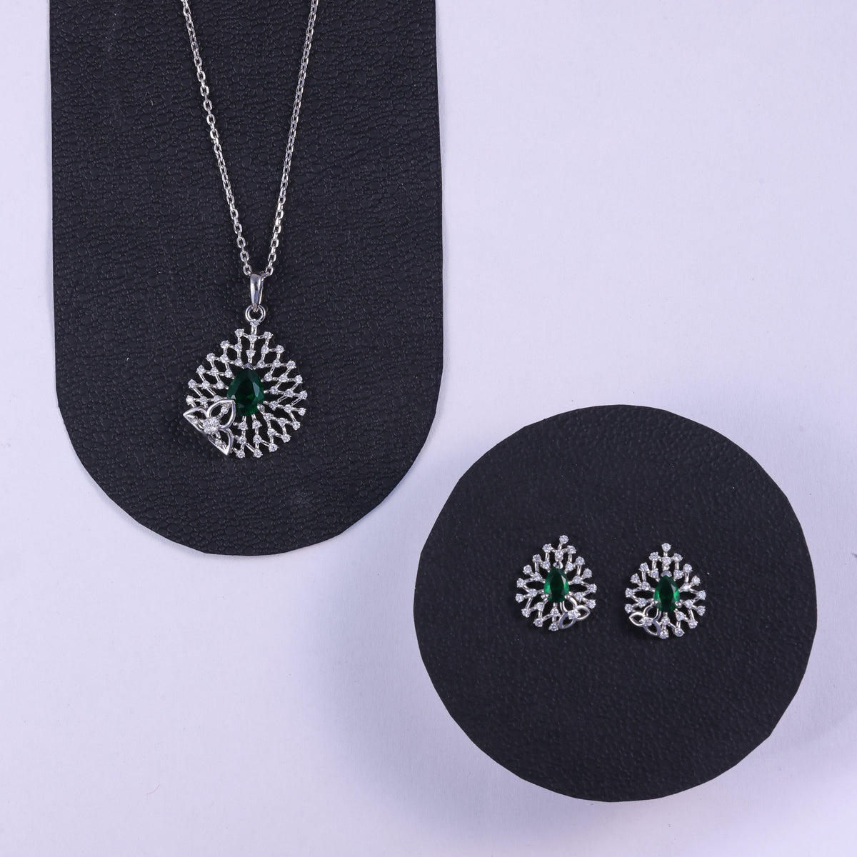 Emerald Green CZ Pendant Set