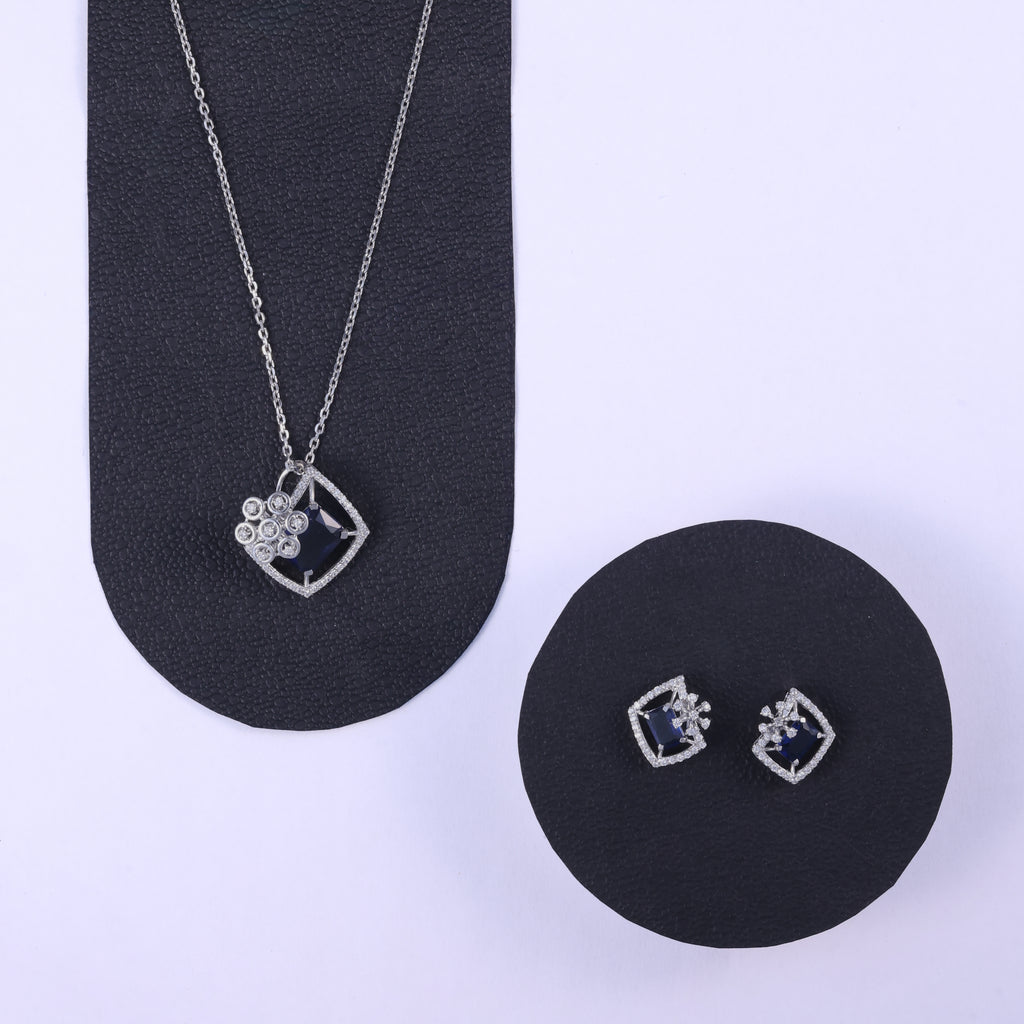 Royal Blue Crystal Pendant Set