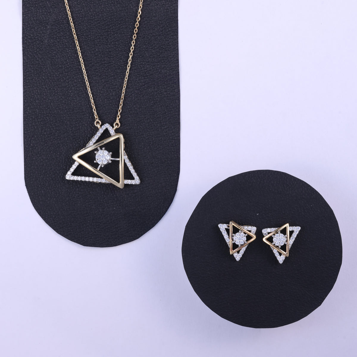 Elegant Geometric Triangle Pendant Set