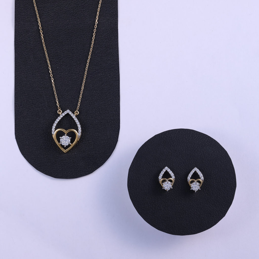 Golden Heart & Teardrop Elegance Pendant Set