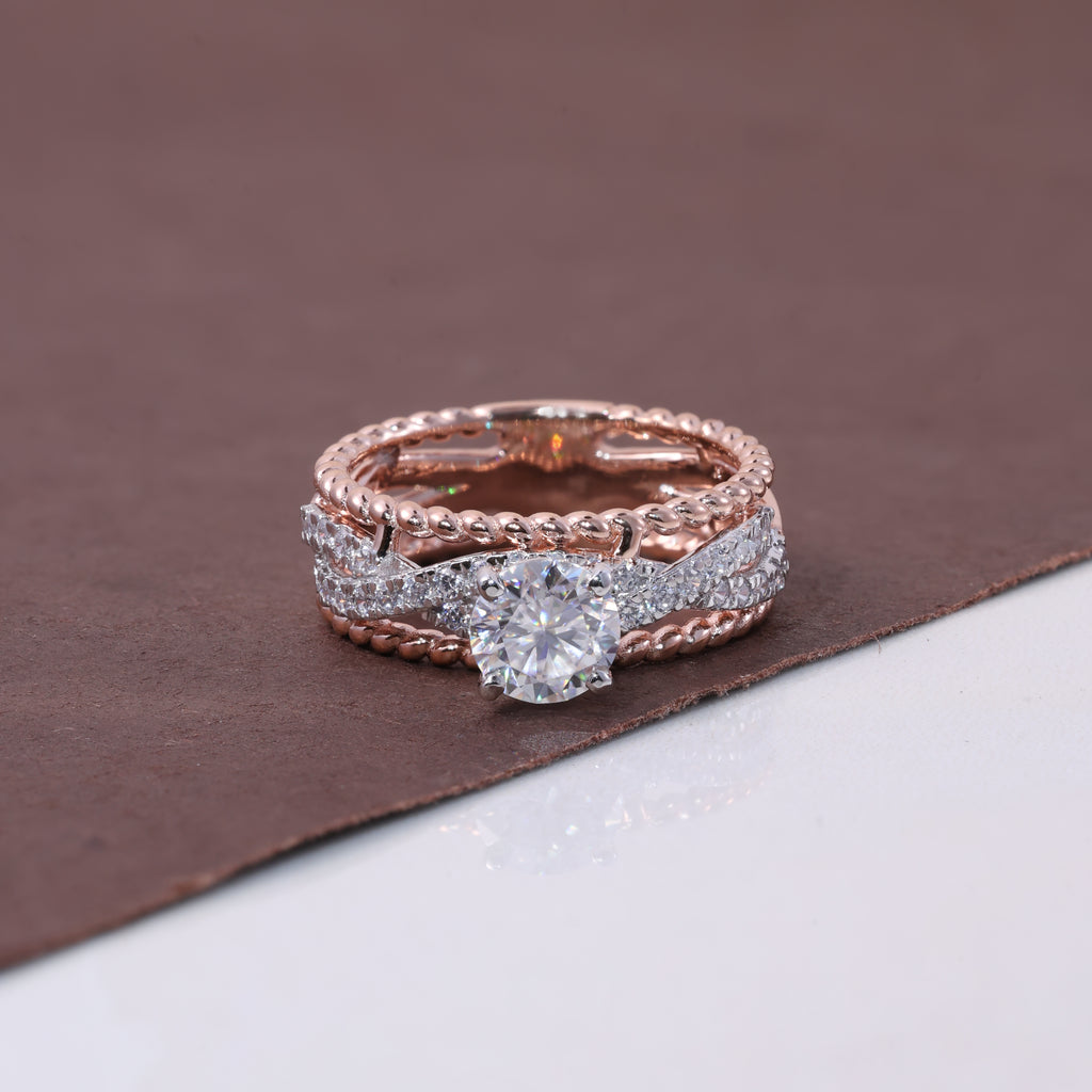 Rose Gold Luxe Solitaire Crystal Ring