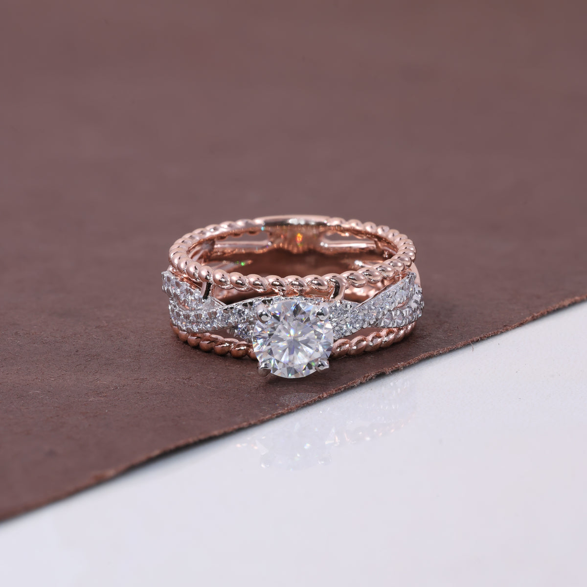 Rose Gold Luxe Solitaire Crystal Ring