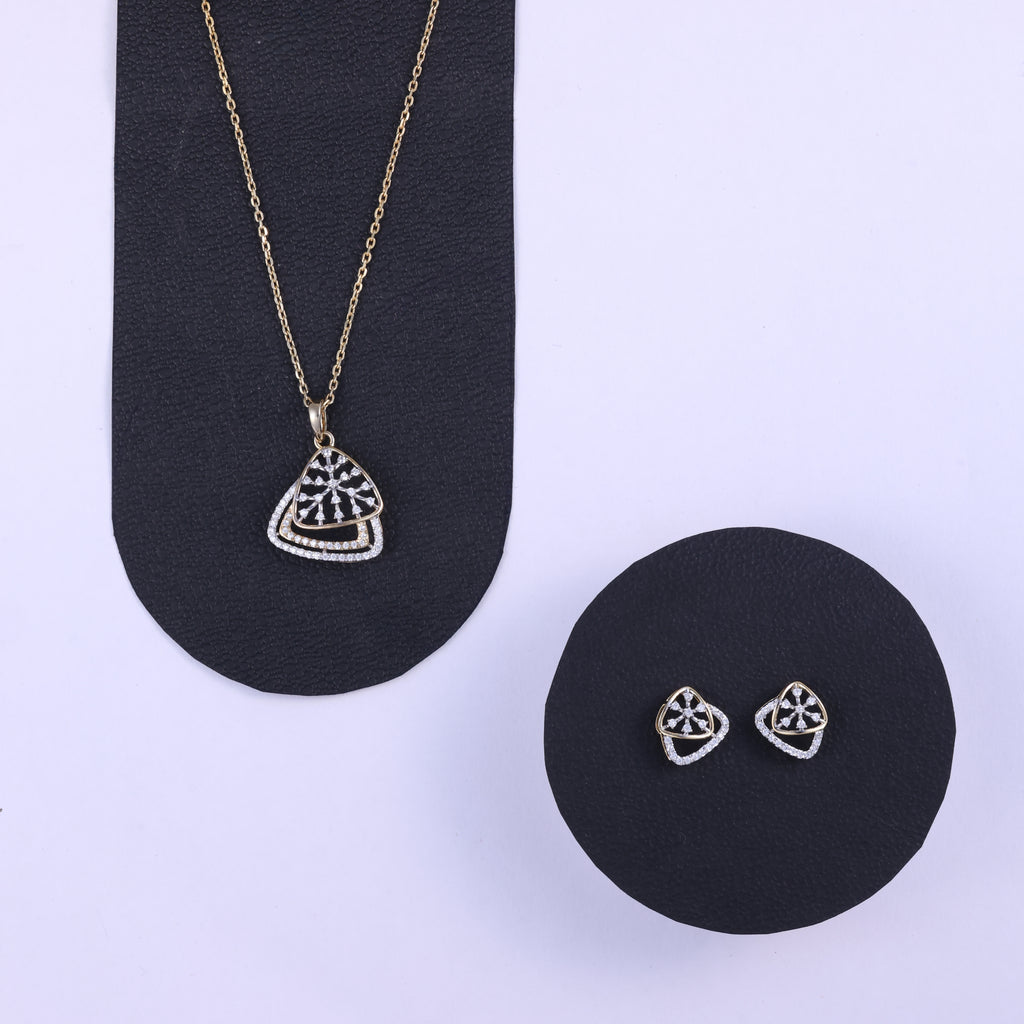 Elegant Triangular CZ Pendant Set